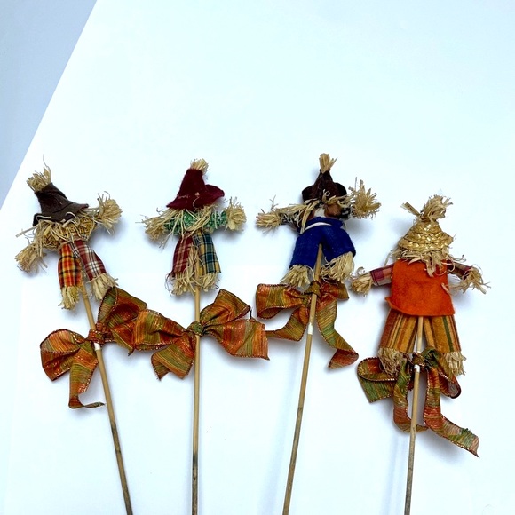 ♥️ FREE with any purchase 🙏🏽 Scarecrows Picks Set of 4 Fall Harvest - Picture 11 of 14